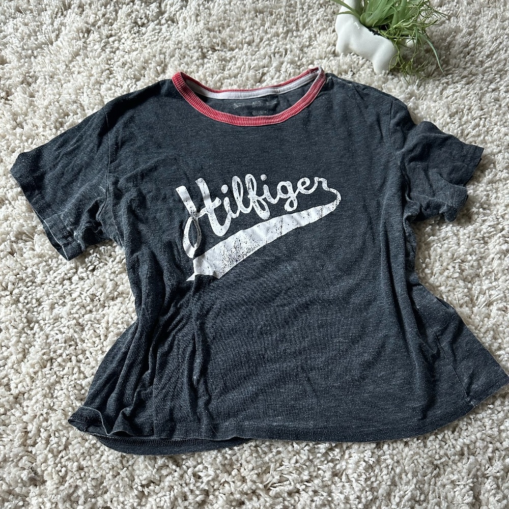 Hilfiger Baseball vintage sport grey athletic hipster y2k athletic belly…